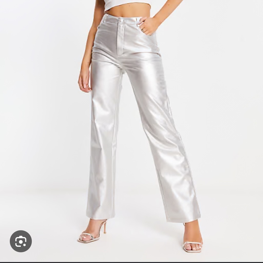 Bailey Rose Metallic Silver Pants leather